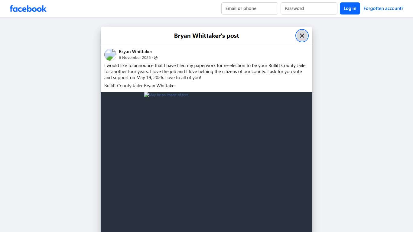 Bryan Whittaker - I would like to announce that I have... Facebook